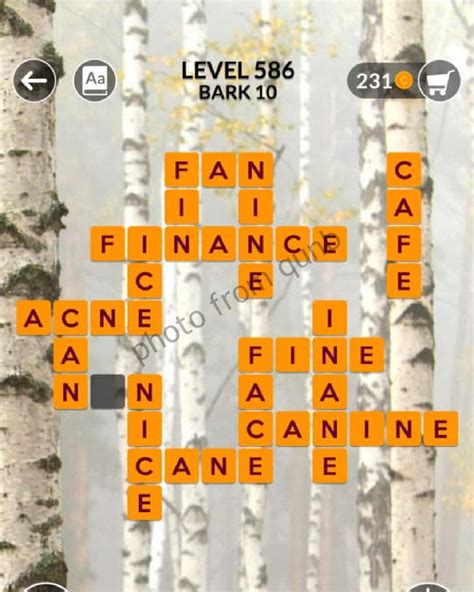 Wordscapes Level 586, Bark 10 .